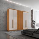 Ver imagem 1 de Guarda-Roupa 6 Portas e 4 Gavetas 100% MDF Premier Marrom/Marrome/Off White