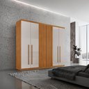 Ver imagem 1 de Guarda-Roupa 6 Portas e 4 Gavetas 100% MDF Premier Marrom/Marrome/Off White