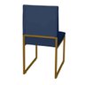 Kit 3 Cadeira de Jantar Escritorio Industrial Garden Ferro Dourado Suede Azul Marinho - Móveis - 4