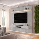 Ver imagem 1 de Painel Ripado para TV até 75 Polegadas com LED MDF 250cmx240cm Trento Cinza Bali