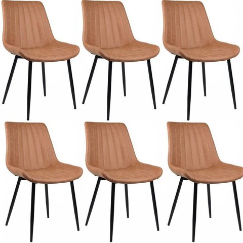 Conjunto com 6 Cadeiras para Sala de Jantar Tainá Marrom/Caramelo