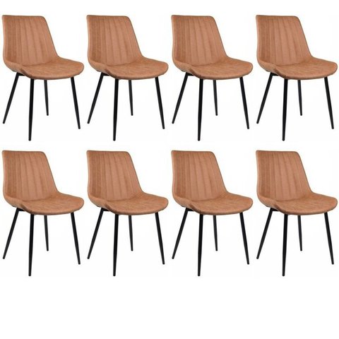 Conjunto com 8 Cadeiras para Sala de Jantar Tainá Marrom/Caramelo