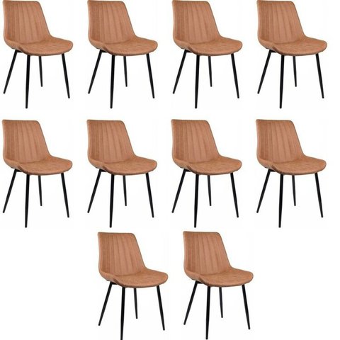 Conjunto com 10 Cadeiras para Sala de Jantar Tainá Marrom/Caramelo