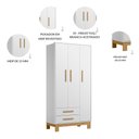 Ver imagem 7 de Kit Quarto de Bebê Q Encanto Slim com Berço Mini Cama Guarda Roupa 3 Portas e Colchão D18 130x70 Mov
