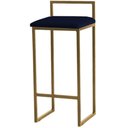 Ver imagem 1 de Banqueta Alta Estofada Suede Pietra Base Dourada House:azul