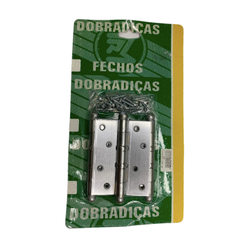 Cartela de Dobradiças C/ 3 Unidades - 4x3" - Rf 5535 - Aço Cromo Acetinado - Metalúrgica