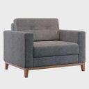 Ver imagem 5 de Poltrona Decorativa Estofada Living em Tecido Linho para Sala - Cinza