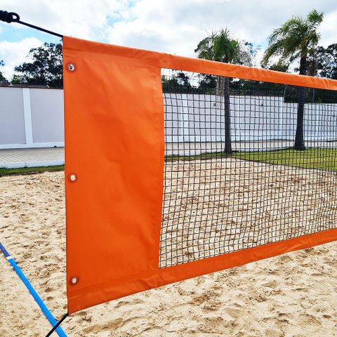 Rede Multiuso Zaka Volei Beach Futevolei com banda lateral Laranja 9,60m x 1m