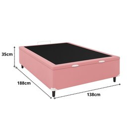 Base Box Baú Casal 138x188x35 Suede Galego Home Pistão a Gás - Rosa - 3