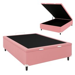 Base Box Baú Casal 138x188x35 Suede Galego Home Pistão a Gás - Rosa - 2