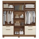 Ver imagem 3 de Guarda Roupa Casal 8 Portas Curitiba com Espelho e Cômoda Havana Master com Pés Jatobá Areia Acetina