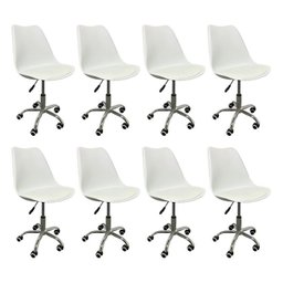 Kit 8 Cadeiras Escritório Secretária Decorativa Eames Chicago - 1