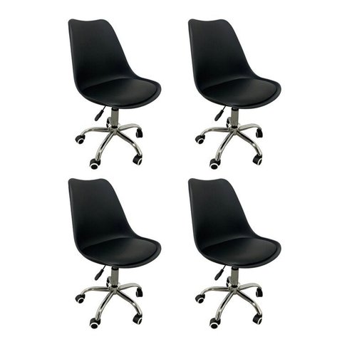 Kit 4 Cadeiras Escritório Secretária Decorativa Eames Chicago Preto