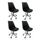 Ver imagem 1 de Kit 4 Cadeiras Escritório Secretária Decorativa Eames Chicago Preto