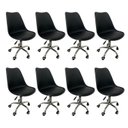 Ver imagem 1 de Kit 8 Cadeiras Escritório Secretária Decorativa Eames Chicago Preto