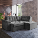 Ver imagem 1 de Sofá de Canto Retrátil Grécia 5 Lugares em Suede