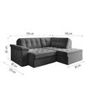 Ver imagem 3 de Sofá de Canto Retrátil Grécia 5 Lugares em Suede