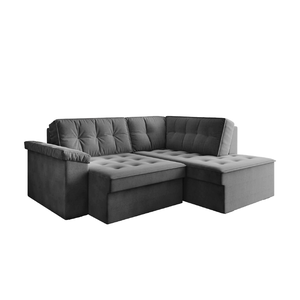 Sofá de Canto Retrátil Grécia 5 Lugares em Suede