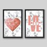 Conjunto de 2 Quadros Coração Geométrico e Amor Arts Memphis 2 Quadros 60x40cm Papel Fotográfico Sem - 1