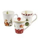 Ver imagem 4 de Jogo 3 Canecas Porcelana Natalina Premium 300ml Papai Noel, Árvore e Presentes