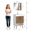 Ver imagem 3 de Conjunto para Banheiro com Gabinete com Pés, Lavatório Pop e Espelheira Verona Branco/Carvalho