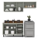 Ver imagem 4 de Cozinha Koya 3 Peças 200x214cm Armários Aéreos e Balcão 2 Portas com Tampo Verde 250039