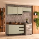 Ver imagem 1 de Cozinha Koya 3 Peças 200x214cm Armários Aéreos e Balcão 2 Portas com Tampo Verde 250039