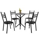 Ver imagem 1 de Conjunto Sala de Jantar Mesa Thais com 4 Cadeiras 0,70m Granito Ocre Preto Floral Artefamol
