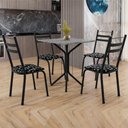 Ver imagem 2 de Conjunto Sala de Jantar Mesa Thais com 4 Cadeiras 0,70m Granito Ocre Preto Floral Artefamol