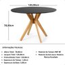 Conjunto Mesa de Jantar Redonda Marci Preta 120cm com 4 Cadeiras Eames Eiffel - Marrom - 6