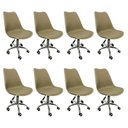 Ver imagem 1 de Kit 8 Cadeiras Escritório Secretária Decorativa Eames Chicago Bege