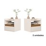 Kit 2 Mesas de Cabeceira Suspensa com Porta Basculante Michele Cor Off White / Nature - Comprar Move - 3