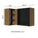Ver imagem 3 de Armário Aéreo de Canto com Adega Acoplada Madesa Lux 1 Porta Rustic/Preto