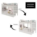 Ver imagem 2 de Beliche Infantil com Janela Gavetas e Cortina Madeira Maciça Branco/ Rosa Housin