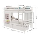 Ver imagem 3 de Beliche Infantil com Janela Gavetas e Cortina Madeira Maciça Branco/ Rosa Housin