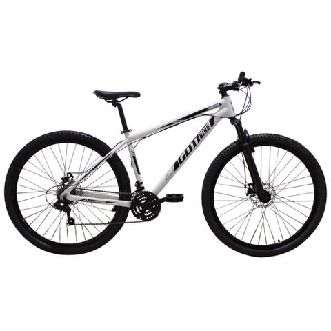 Bicicleta Aro 29 Alumínio Branco e Preto Gott Rocker Freios a Disco Suspensão 21v