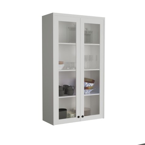 Cristaleira 80cm 2 Portas com Vidro Cozinha Sevilha Branco/Artico