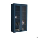 Ver imagem 1 de Cristaleira 80cm 2 Portas com Vidro Cozinha Sevilha Azul/Órion