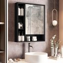 Ver imagem 2 de Armário de Banheiro com Espelheira 1 Porta Olimpia Espelho - Preto