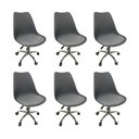 Ver imagem 1 de Kit 8 Cadeiras Escritório Secretária Decorativa Eames Chicago Cinza