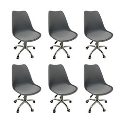Kit 8 Cadeiras Escritório Secretária Decorativa Eames Chicago - 1