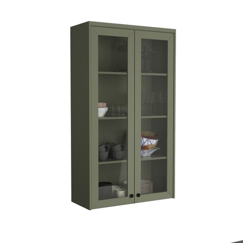 Cristaleira Cozinha 2 Portas Vidro 190CMX80CM Sevilha Verde/Hill