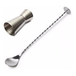 Kit colher bailarina + dosador jigger duplo para gin e drinks Kit Velez Foods - 1