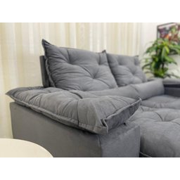 Sofá Retrátil Reclinável Grécia 2 Módulos K52 Plus Cinza - 8