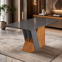Ver imagem 2 de Mesa de Jantar 6 Lugares Retangular Tampo de Vidro/MDF Xangai Cobre/Grafite - Casa Giulia
