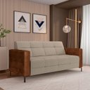 Ver imagem 2 de Sofá Living Decorativo Houston 2 Lugares 160cm Pés em Metal Linho/PU Bege Escuro/ Marrom G33 - Gran