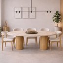 Ver imagem 3 de Mesa de Jantar Astrid Orgânica Cilíndrica 180x100 Cm Tampo Mármore Paraná Gold Base Carvalho