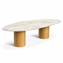 Ver imagem 2 de Mesa de Jantar Astrid Orgânica Cilíndrica 180x100 Cm Tampo Mármore Paraná Gold Base Carvalho