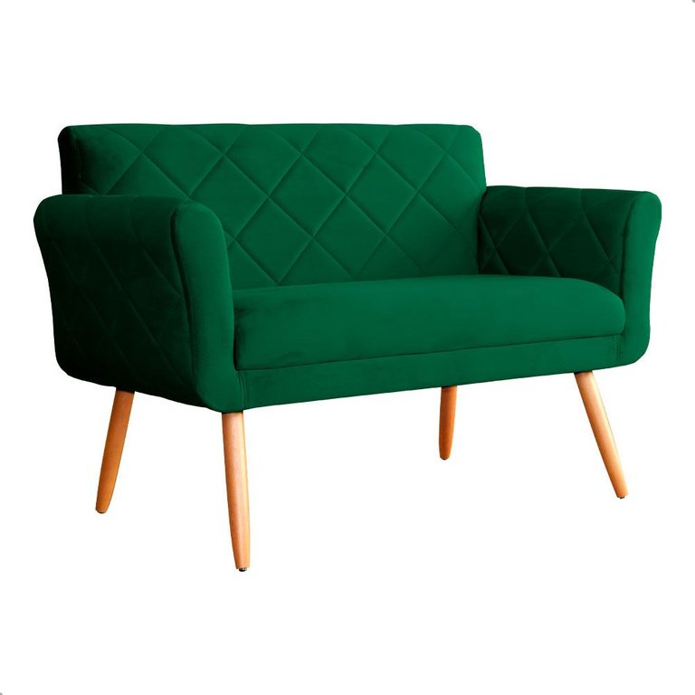Namoradeira Decorativa Isabela Pés Palito Suede Verde - Ds Estofados