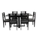 Ver imagem 2 de Conjunto Sala de Jantar Mesa Extensível 105/148 Tampo Vidro 06 Cadeiras Assento Estofado Ébano Preto